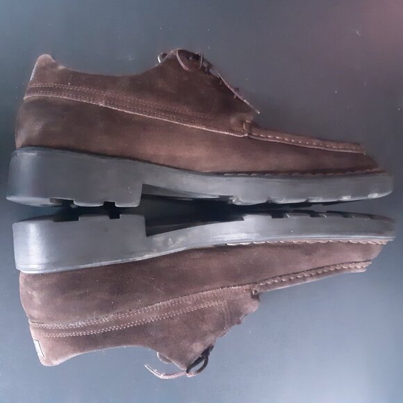 Ferragamo SZ 8D Men's Chocolate Brown Suede Derbys - Picture 7 of 15